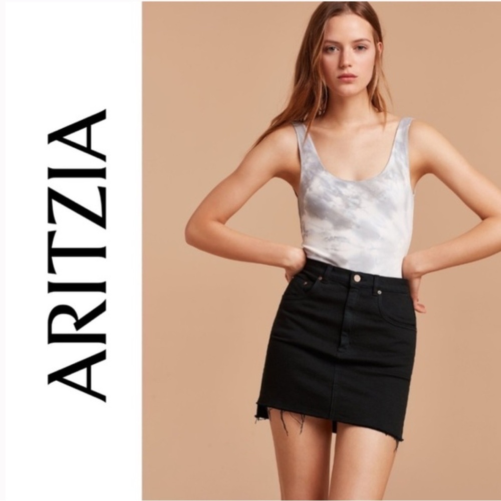 Aritzia Wilfred Free Tanit Denim Mini Skirt Black Size 4
